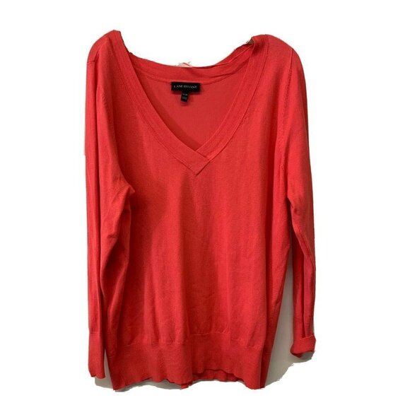 Lane Bryant  Coral V Neck Pullover Long Sleeve Sweater - Picture 1 of 4